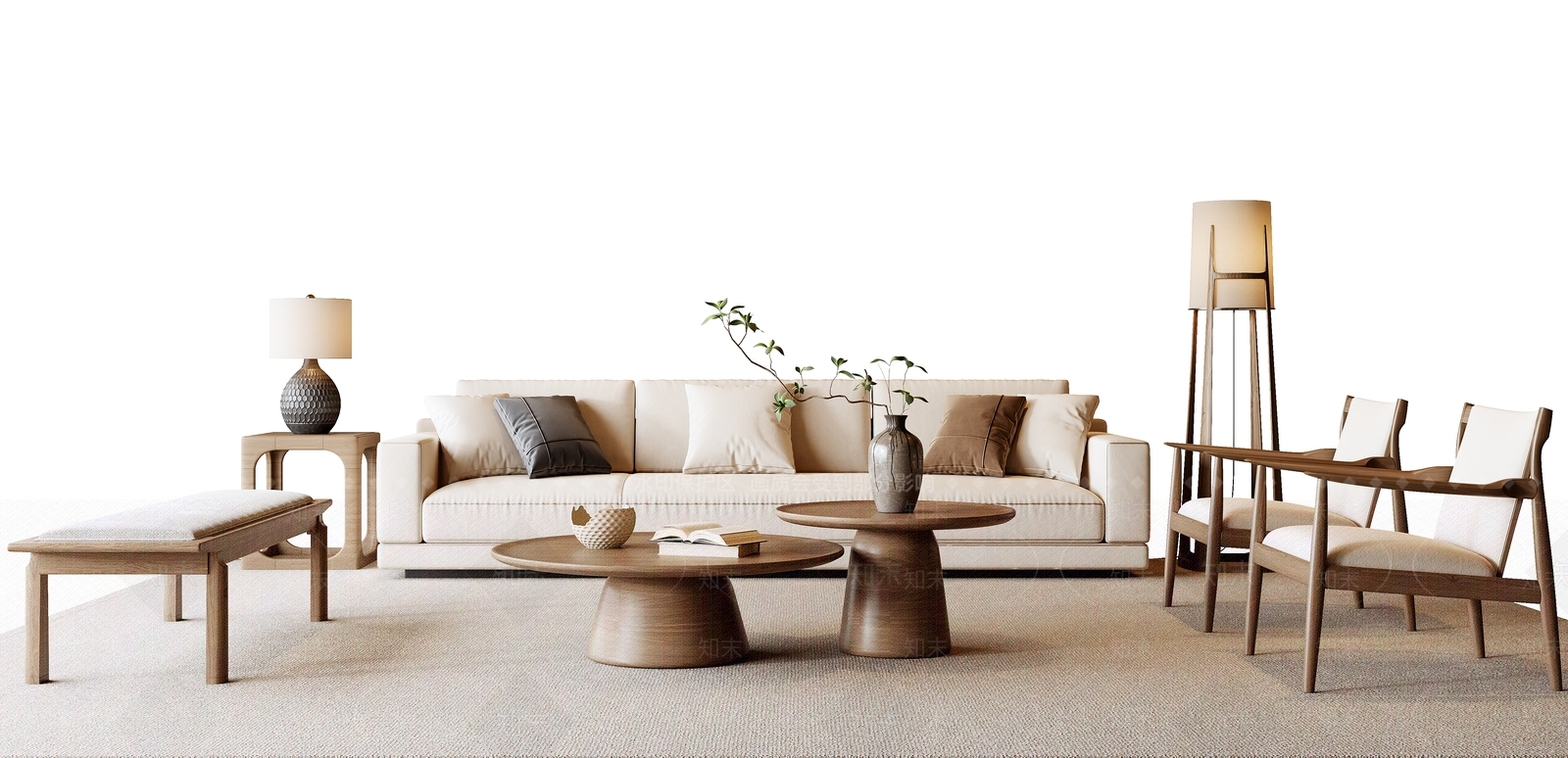 新中式中式沙发组合3D模型下载【ID:1193060710】