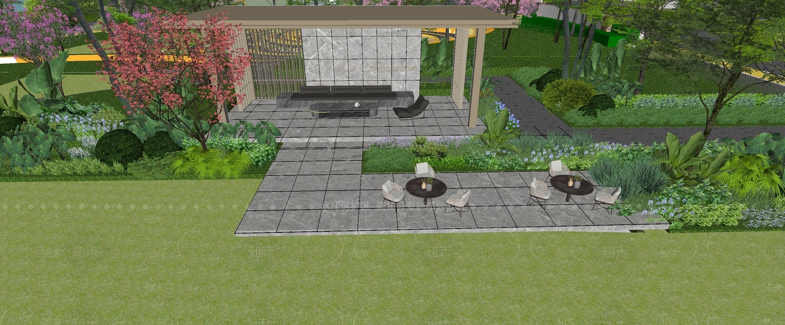 现代小区景观SU模型下载【ID:1193063615】