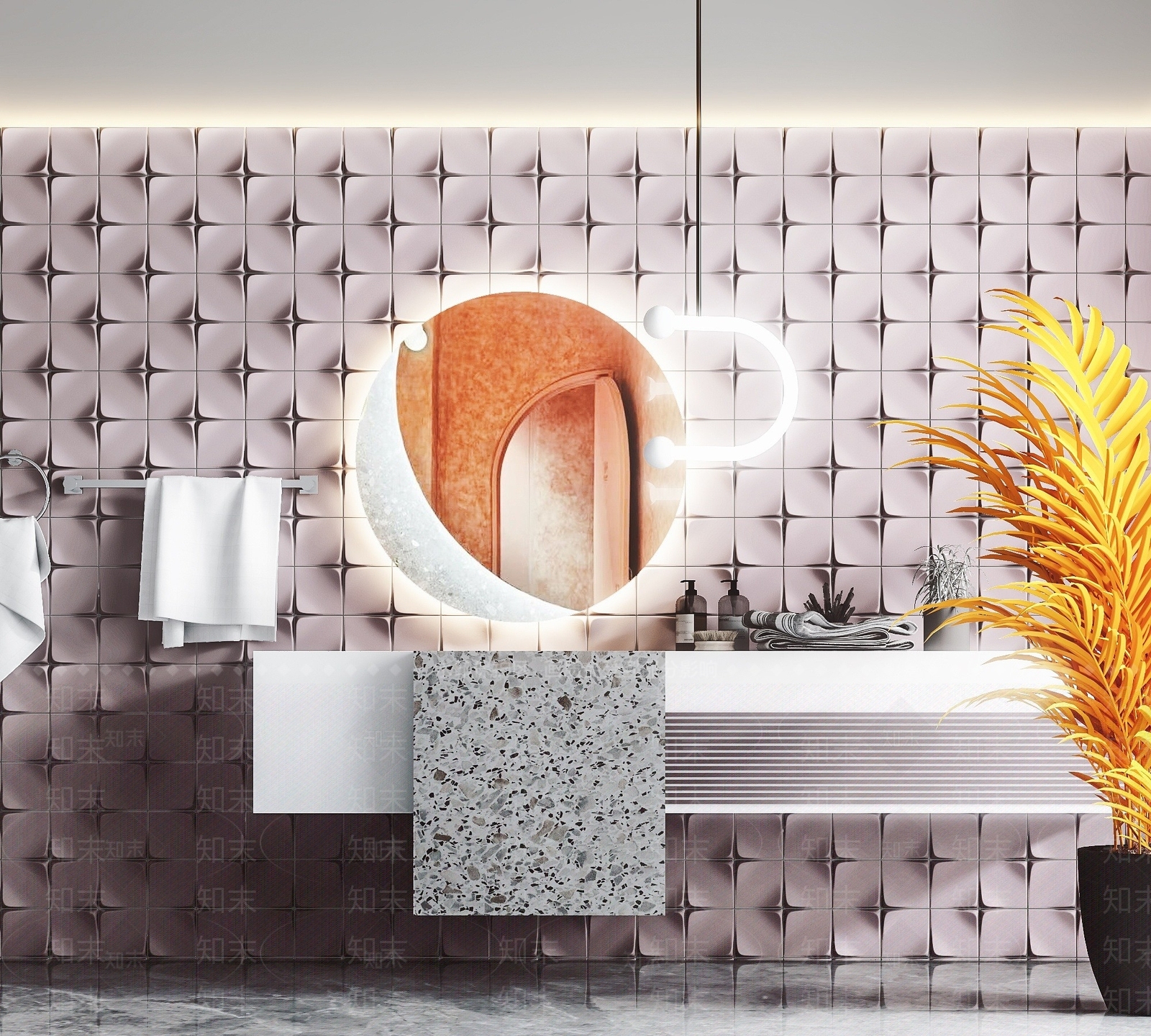 现代卫生间洗手台3D模型下载【ID:1193063596】