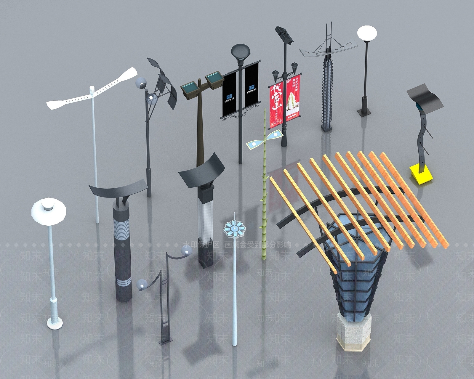 现代路灯3D模型下载【ID:1193068196】