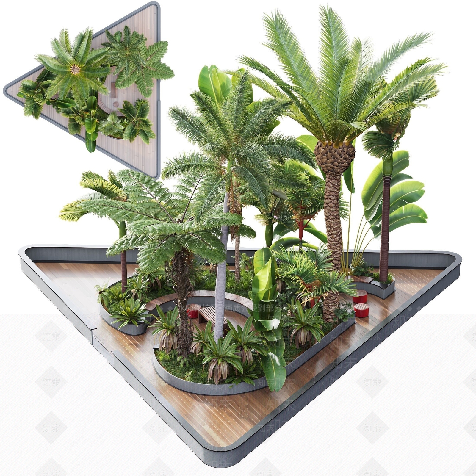 现代新中式庭院3D模型下载【ID:1193070001】