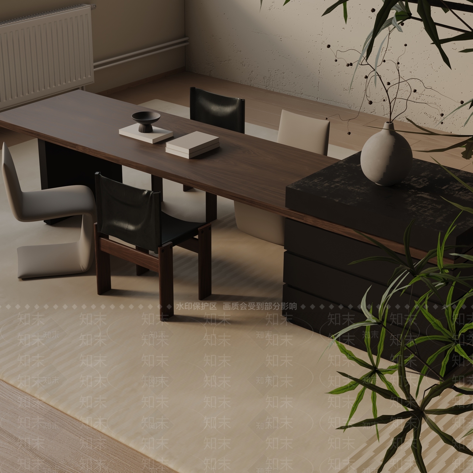 现代餐桌3D模型下载【ID:1193075370】