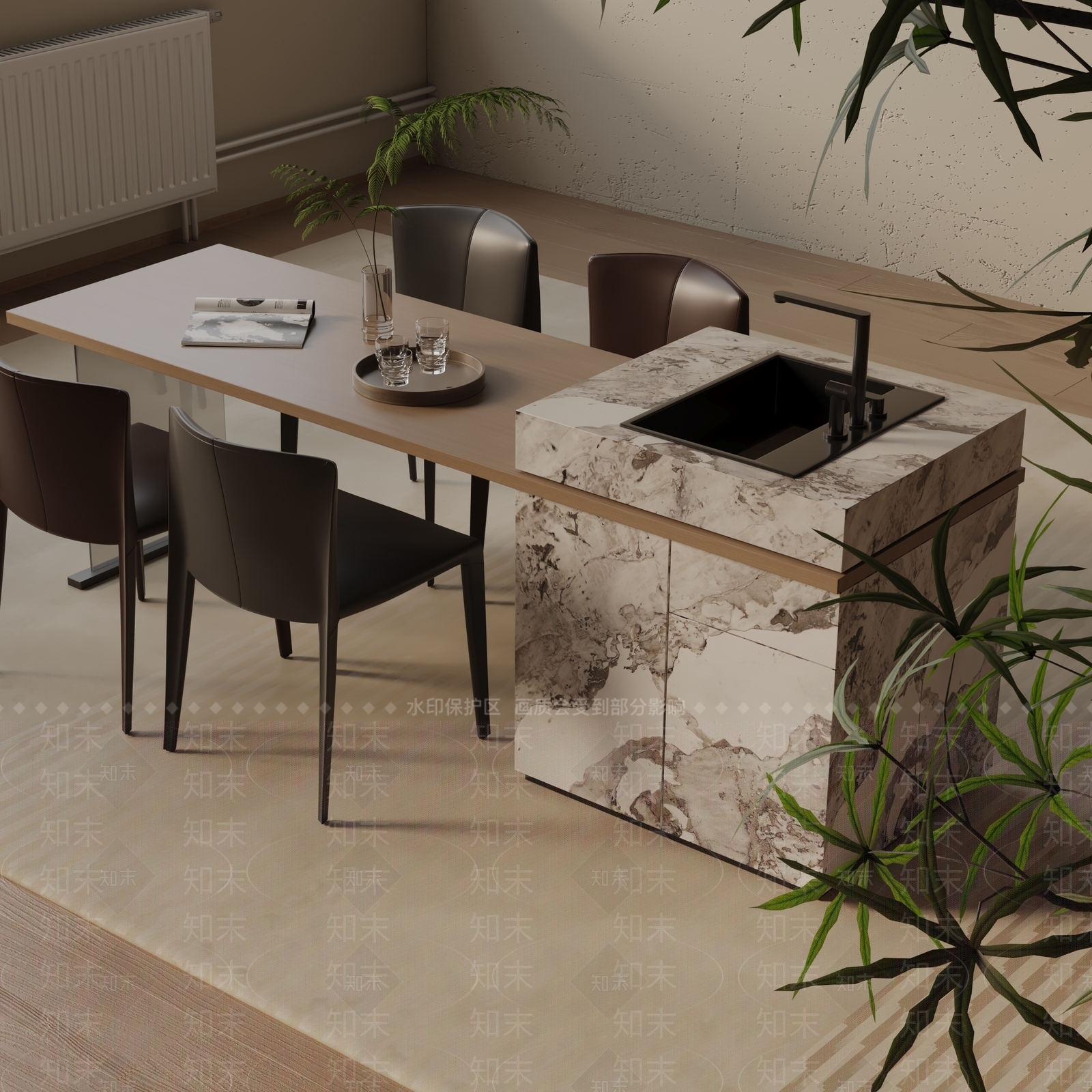 现代餐桌3D模型下载【ID:1193076562】