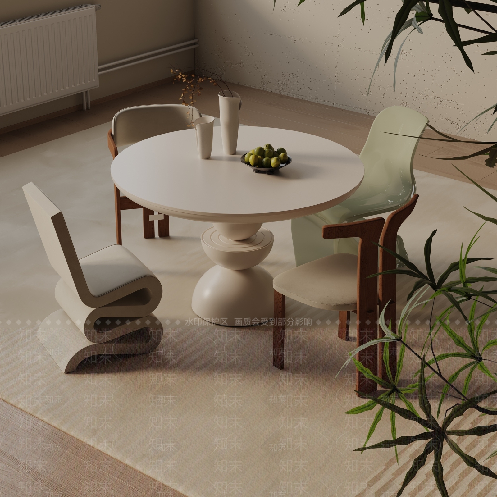现代餐桌3D模型下载【ID:1193078375】