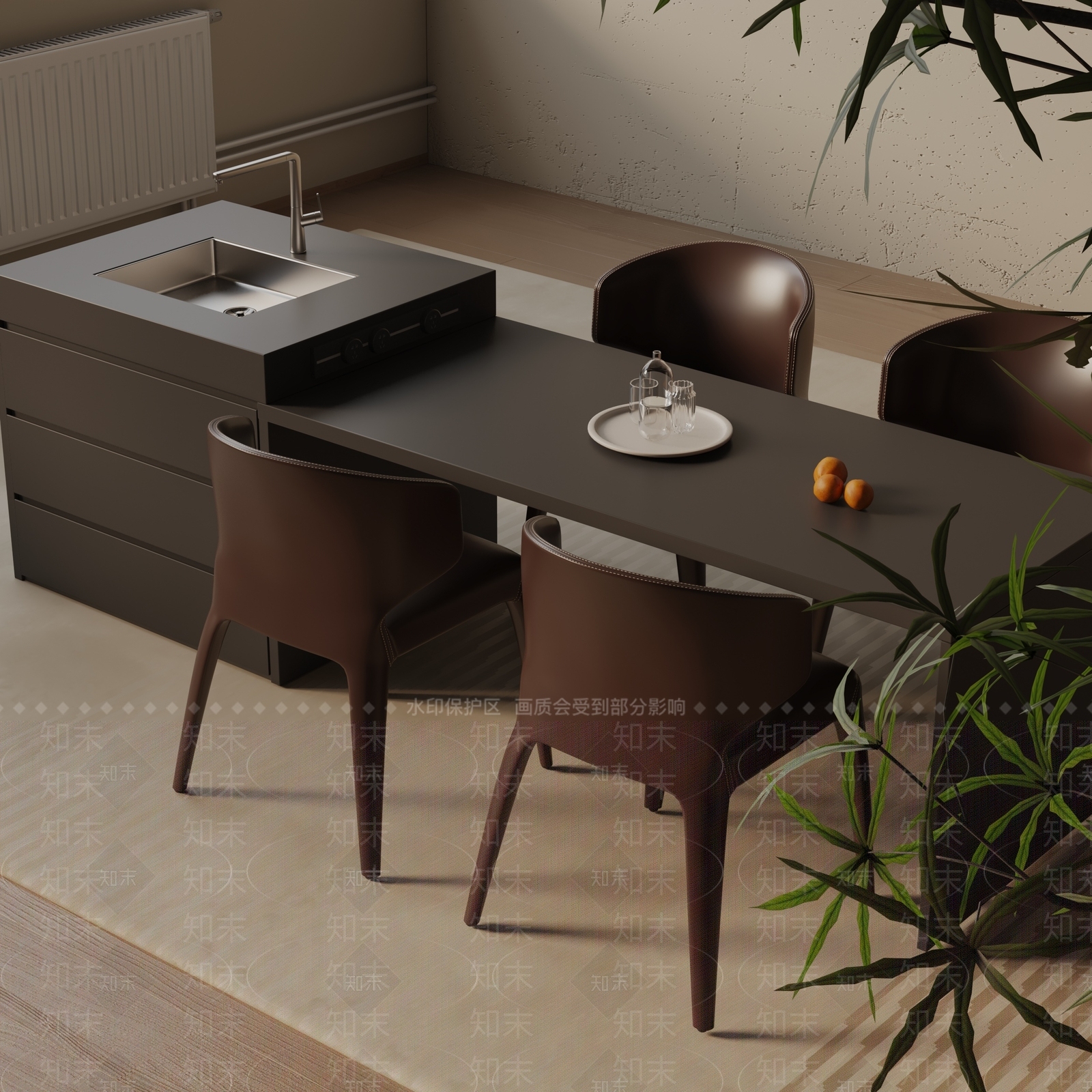 现代餐桌3D模型下载【ID:1193079820】