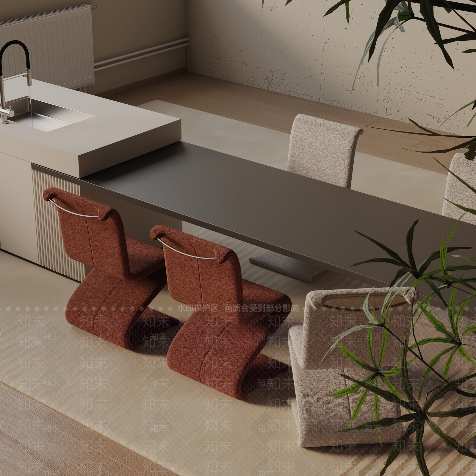 现代餐桌3D模型下载【ID:1193080273】