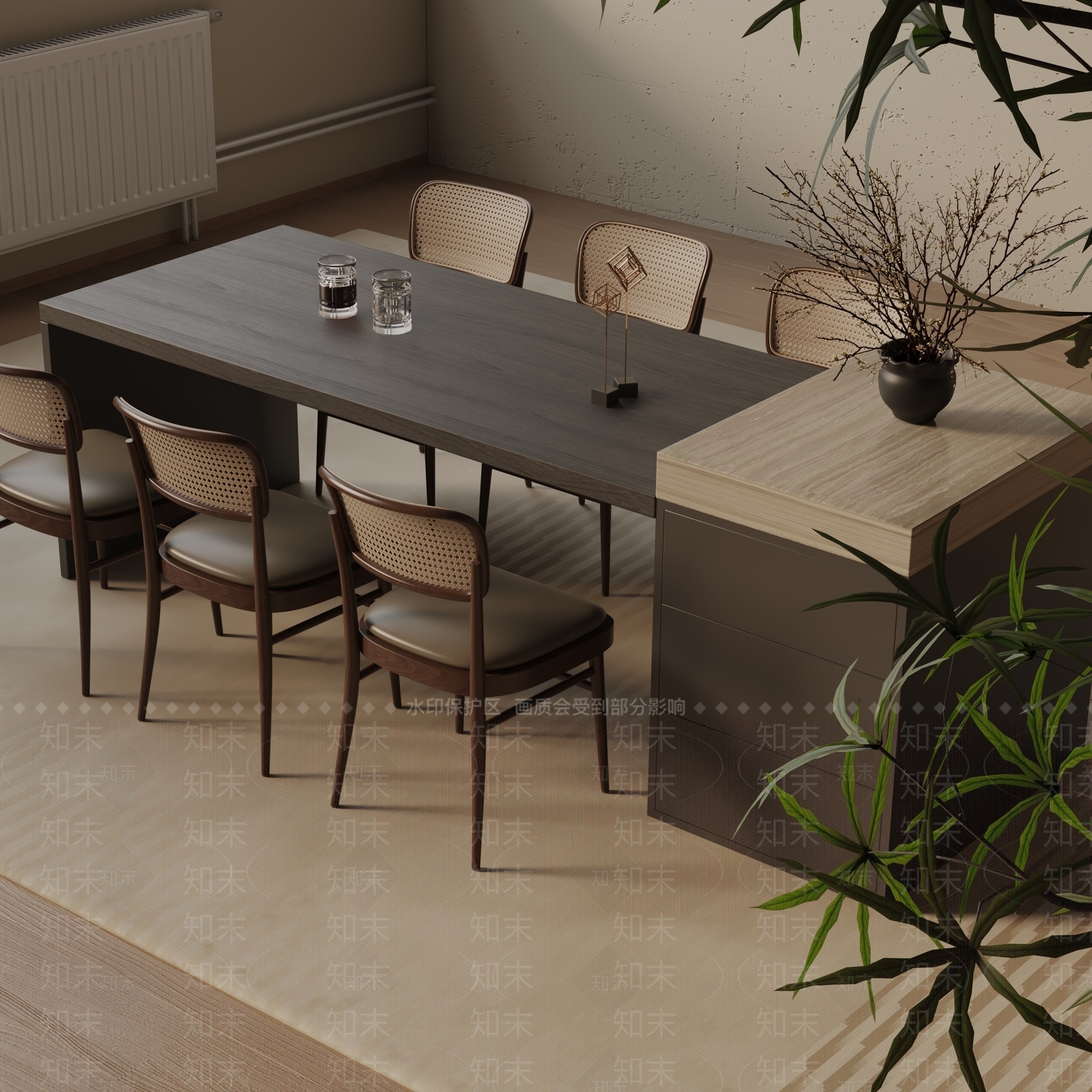 现代餐桌3D模型下载【ID:1193080300】