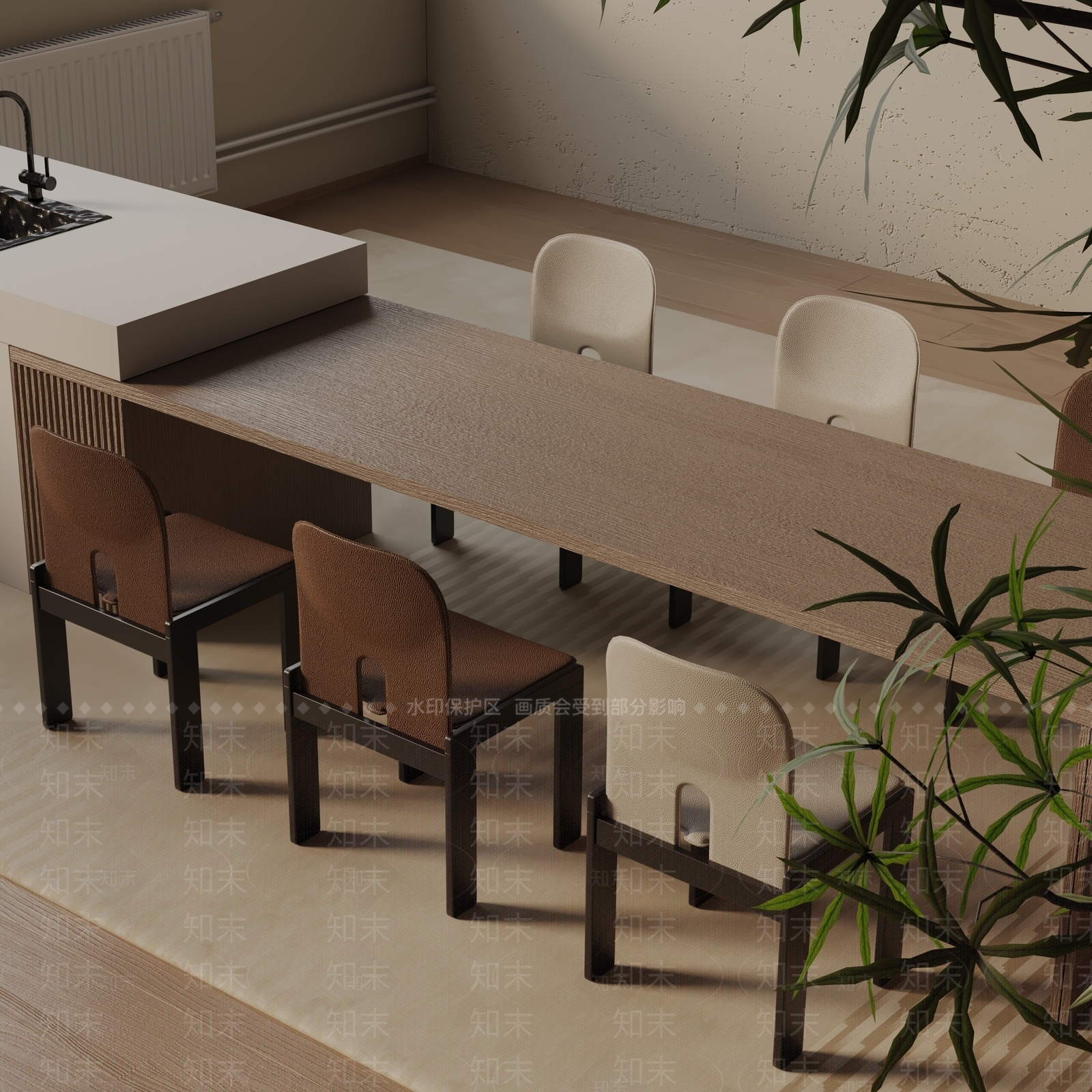 现代餐桌3D模型下载【ID:1193080620】