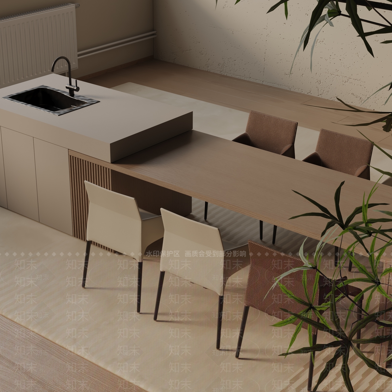 现代餐桌3D模型下载【ID:1193083279】