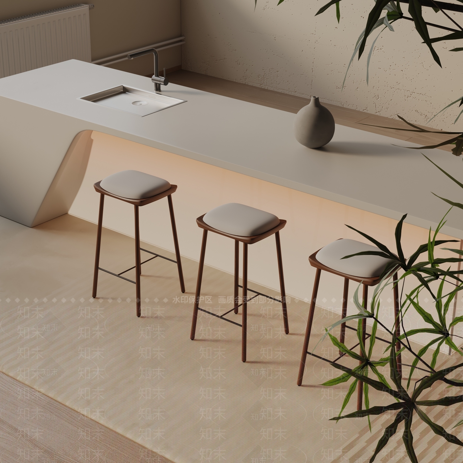 现代餐桌3D模型下载【ID:1193084036】