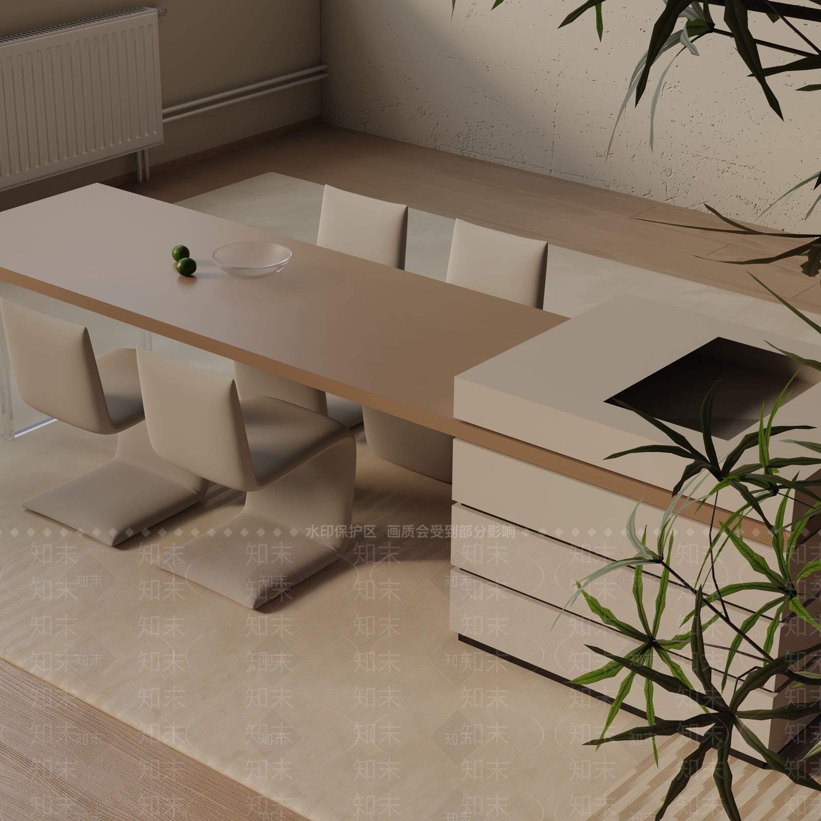 现代餐桌3D模型下载【ID:1193084122】