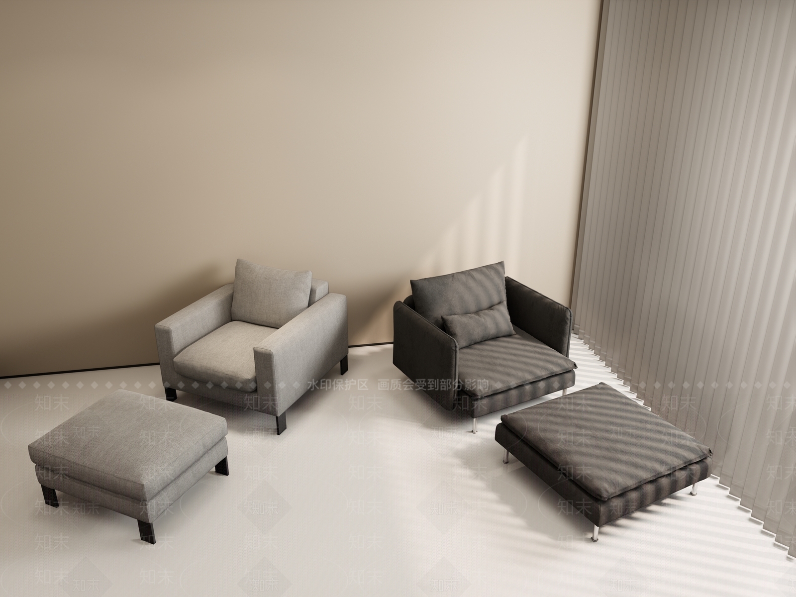 现代极简单人沙发3D模型下载【ID:1193084617】