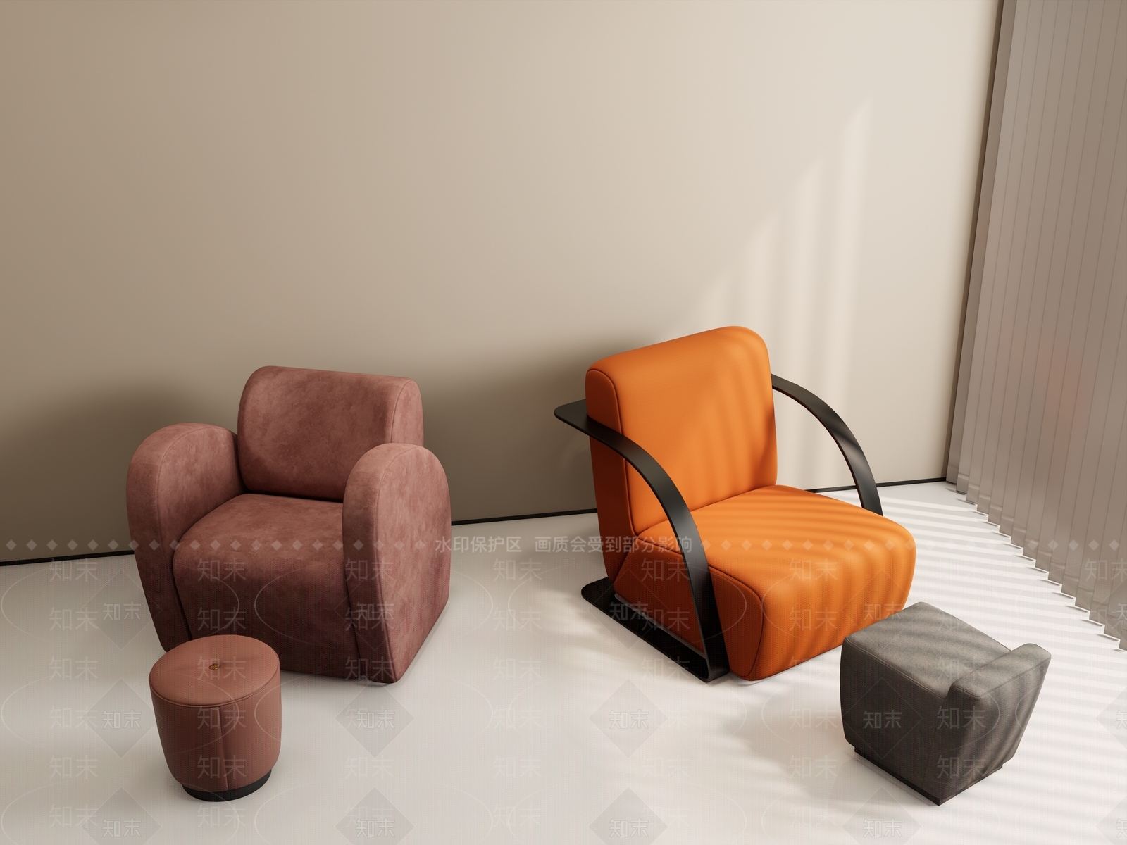 现代单人沙发3D模型下载【ID:1193084742】