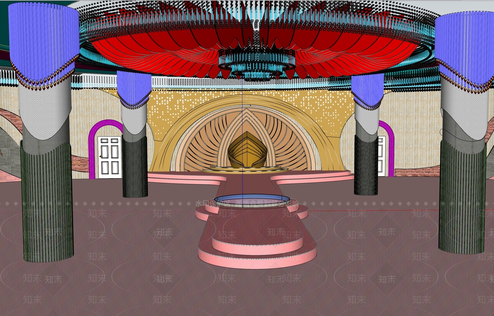 简约轻奢宴会厅SU模型下载【ID:1193094786】