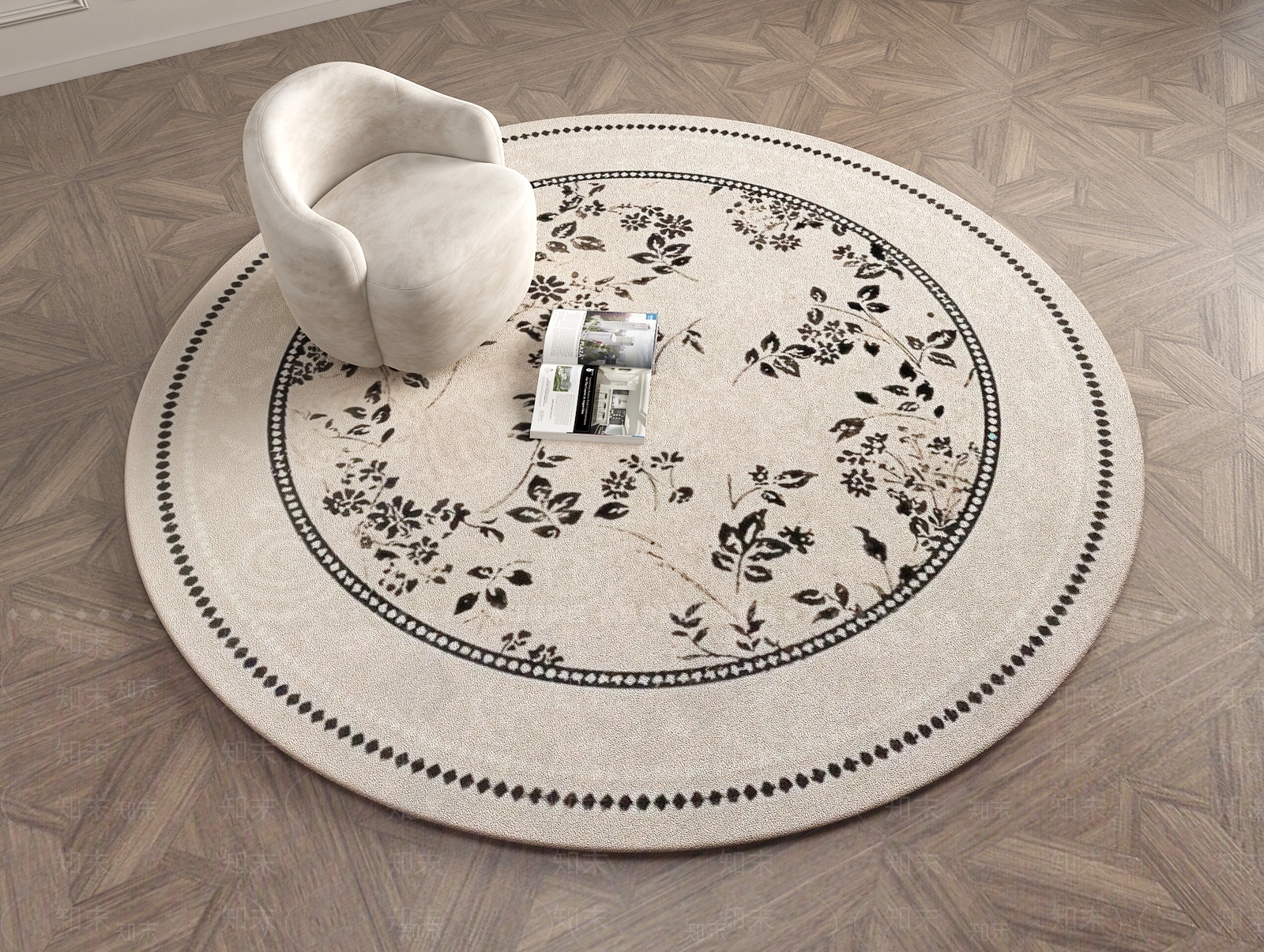 法式圆形地毯3D模型下载【ID:1193096230】