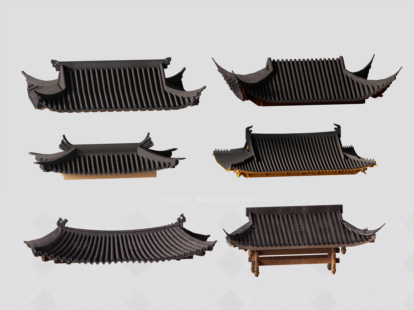新中式屋檐3D模型下载【ID:1193101691】