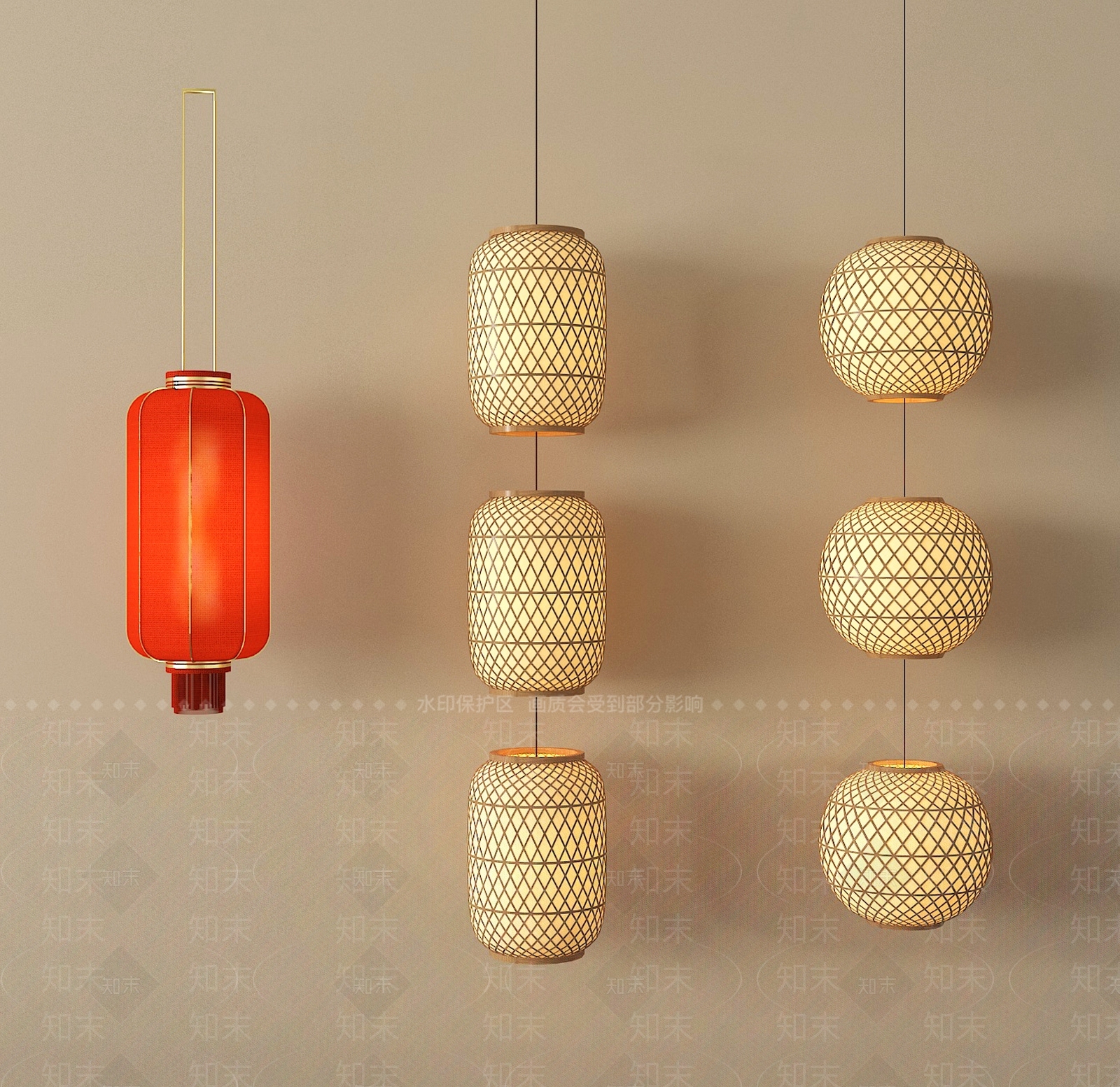 中式灯笼3D模型下载【ID:1193104550】