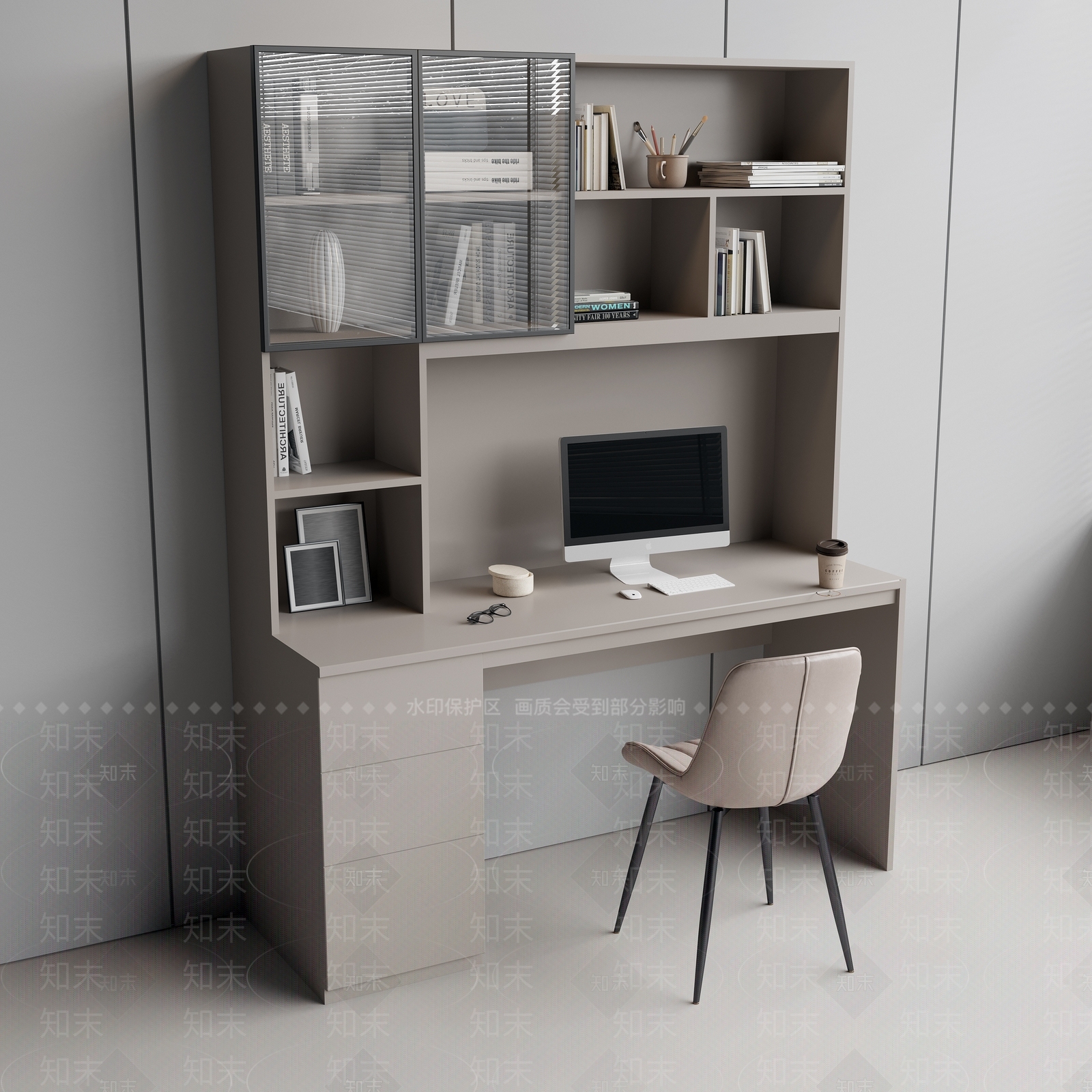 现代简约书桌椅3D模型下载【ID:1193105884】