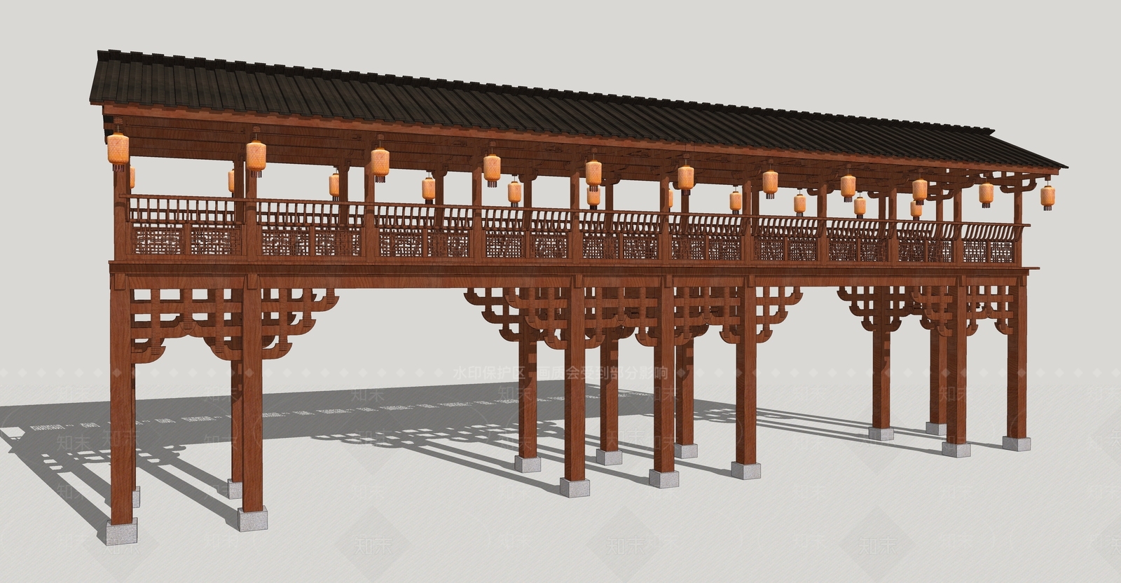 中式古建筑SU模型下载【ID:1193106516】