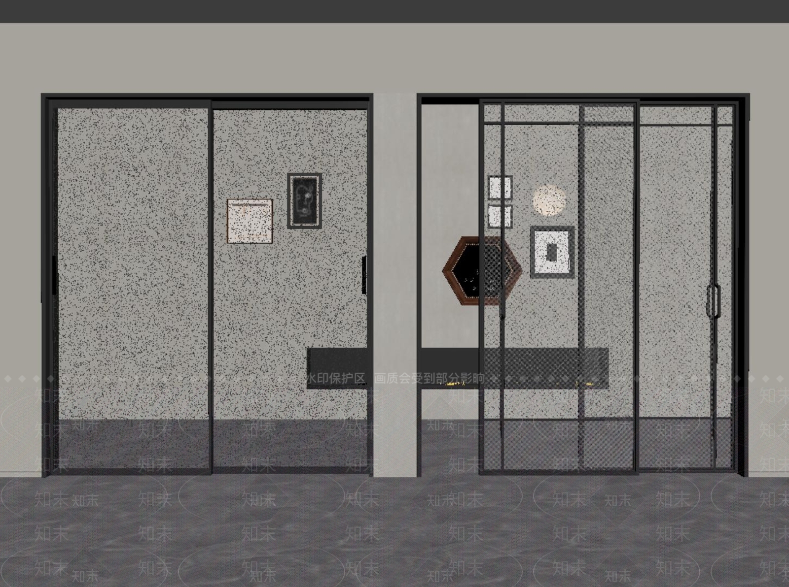 现代推拉门SU模型下载【ID:1193108708】