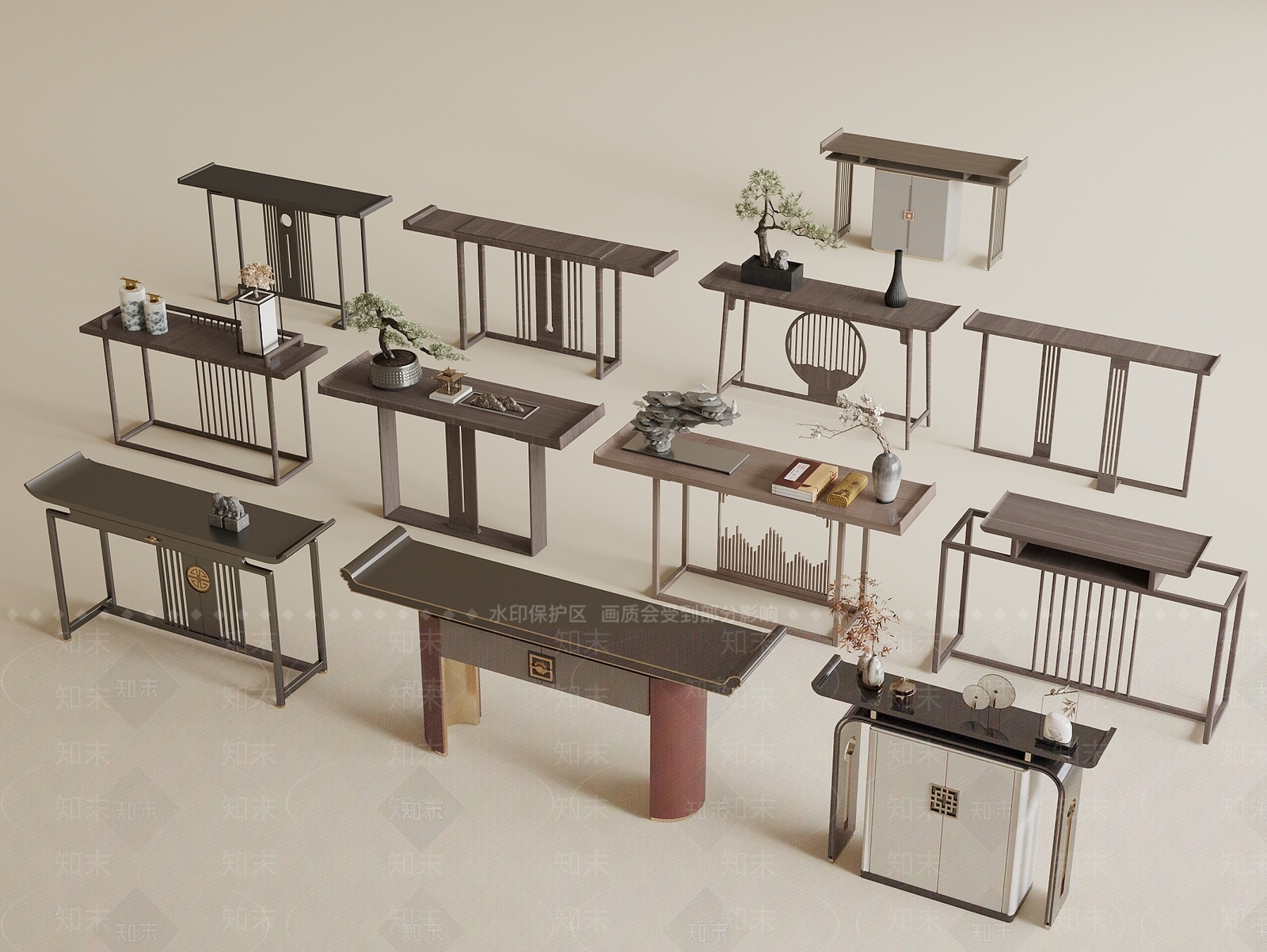 新中式条案3D模型下载【ID:1193111244】