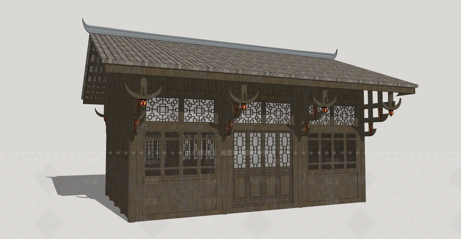 中式古建筑SU模型下载【ID:1193109971】
