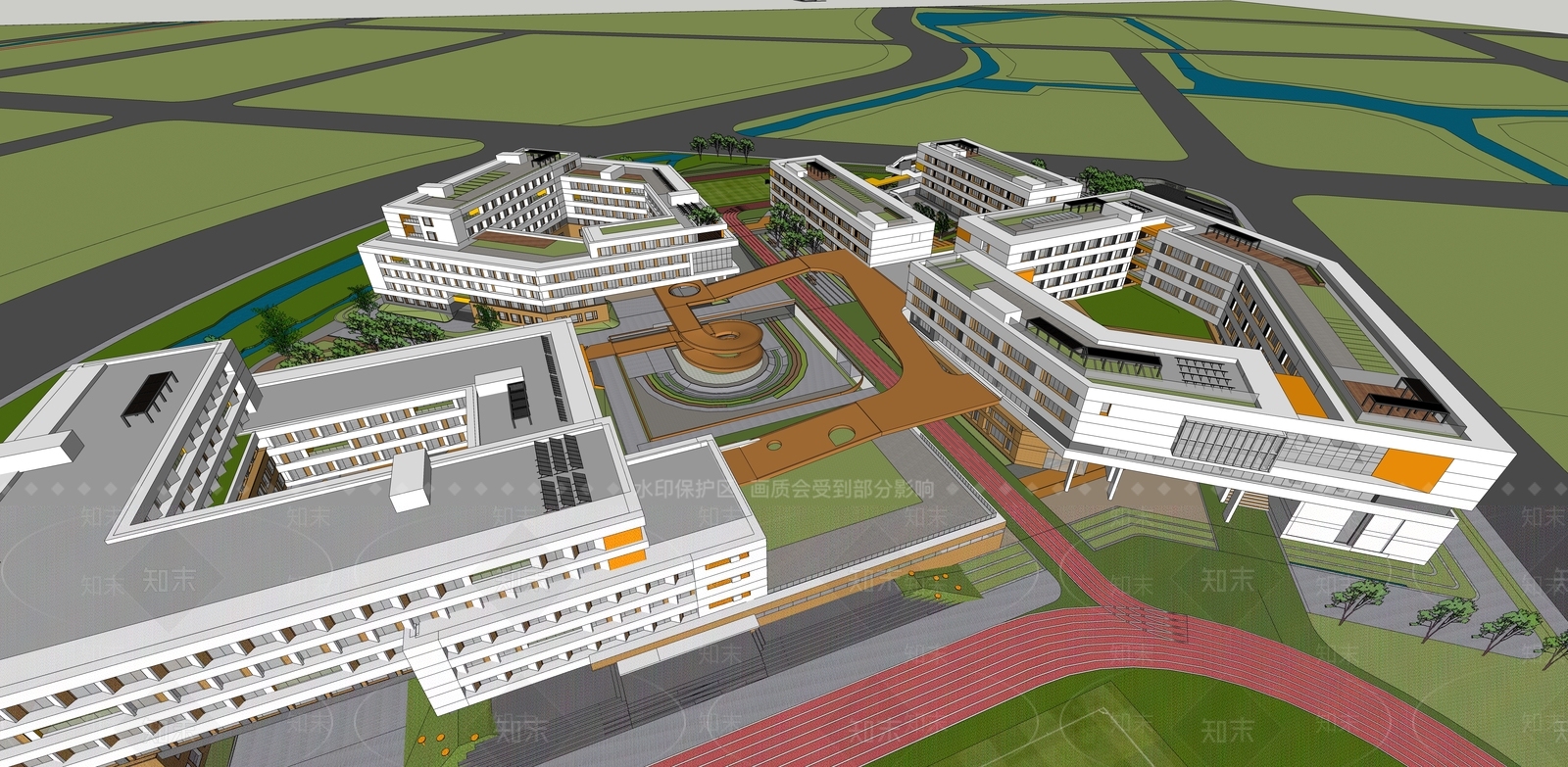 现代学校建筑SU模型下载【ID:1193111184】