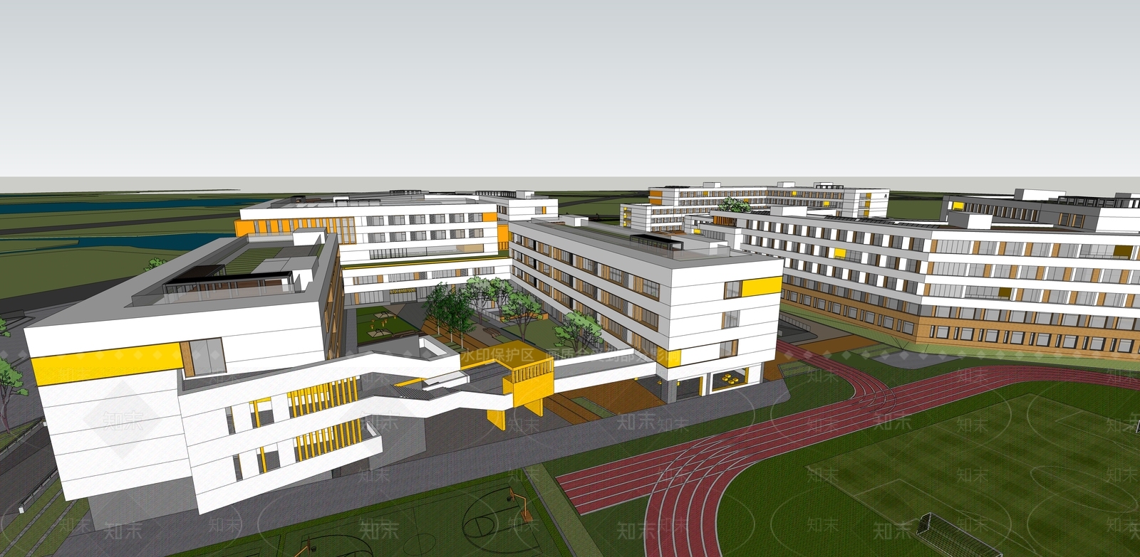 现代学校建筑SU模型下载【ID:1193111184】