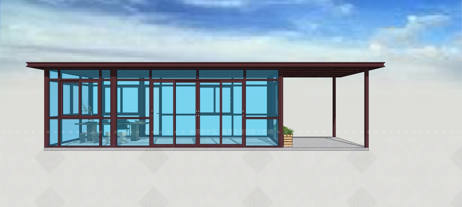 新中式茶室SU模型下载【ID:1193111631】