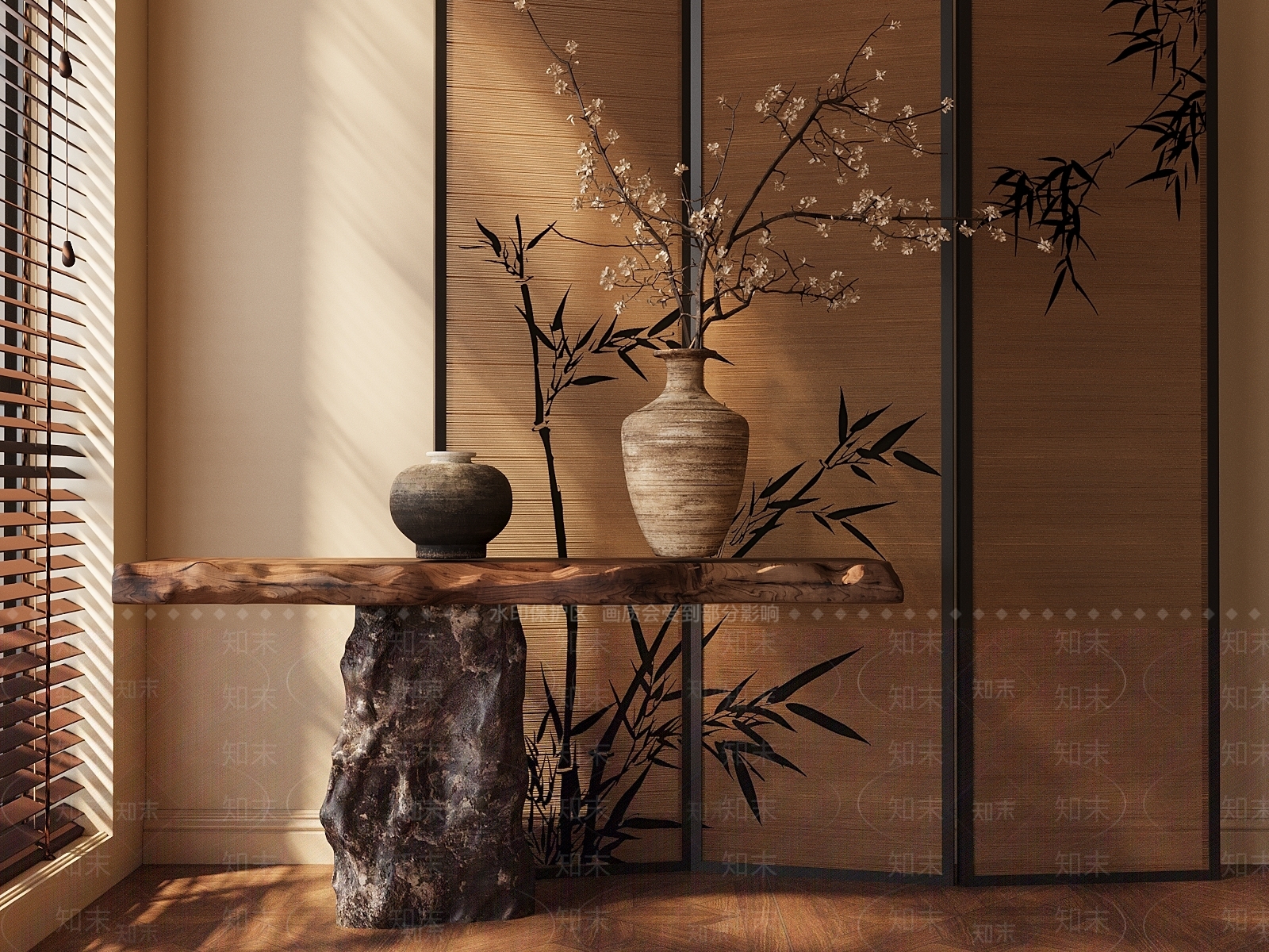 侘寂中古餐边柜3D模型下载【ID:1193113000】