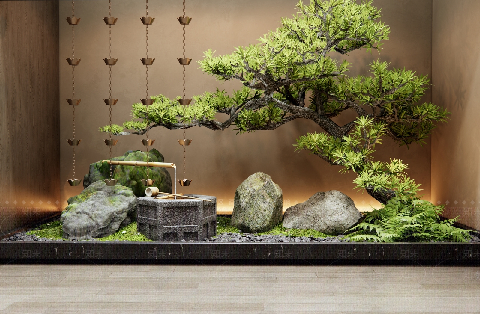 新中式室内景观3D模型下载【ID:1193114621】
