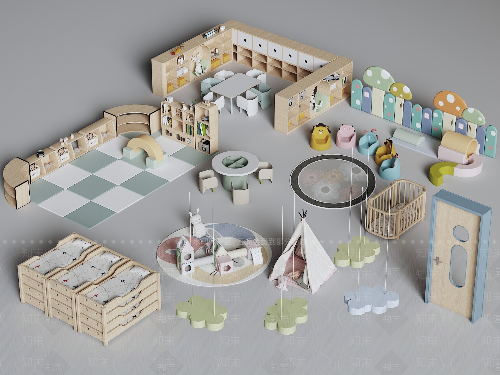 现代幼儿园3D模型下载【ID:1193114895】