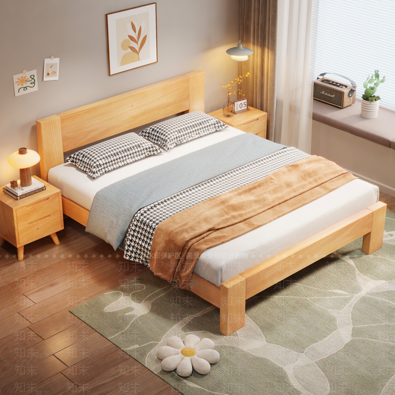 简约北欧家居卧室3D模型下载【ID:1193116650】