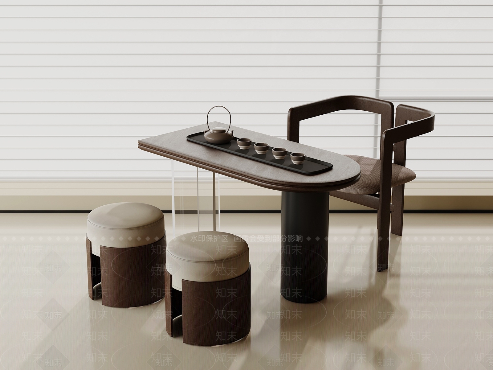 中古茶桌椅SU模型下载【ID:1193115043】