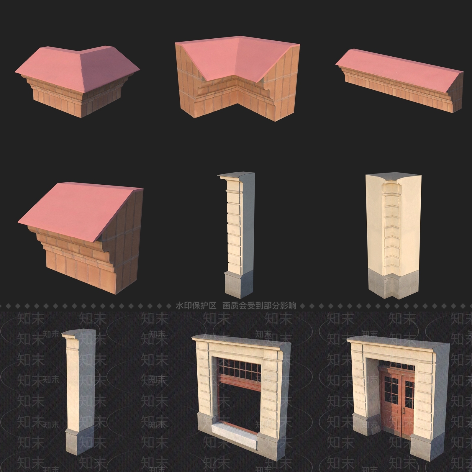 现代柱子3D模型下载【ID:1193117804】