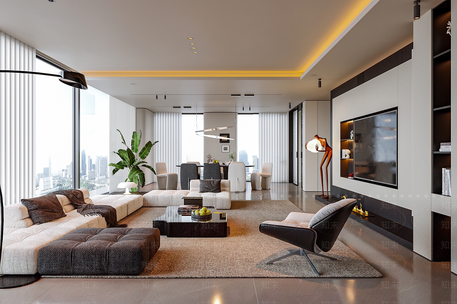 现代家居客厅SU模型下载【ID:1193122046】