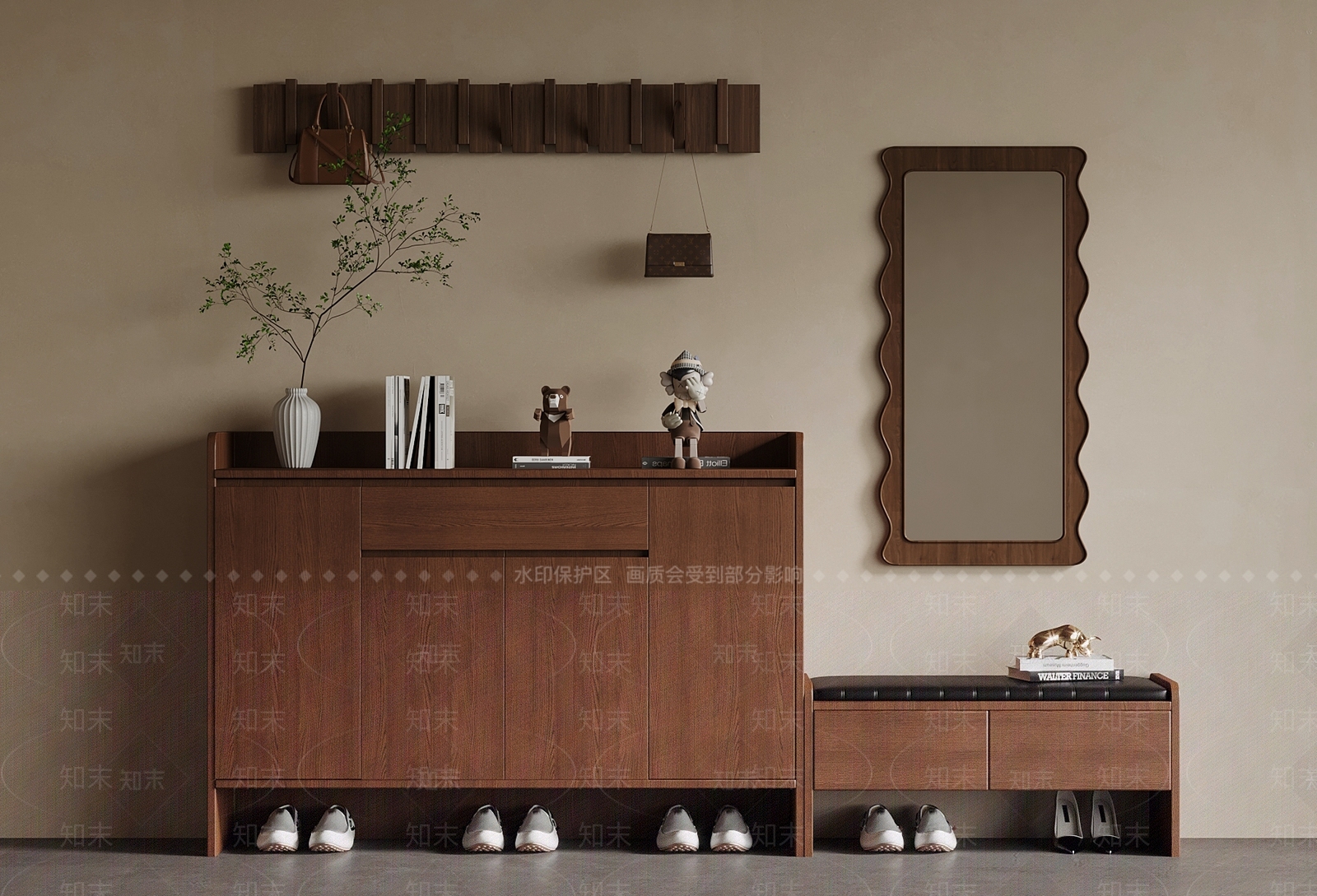 新中式鞋柜3D模型下载【ID:1193122259】