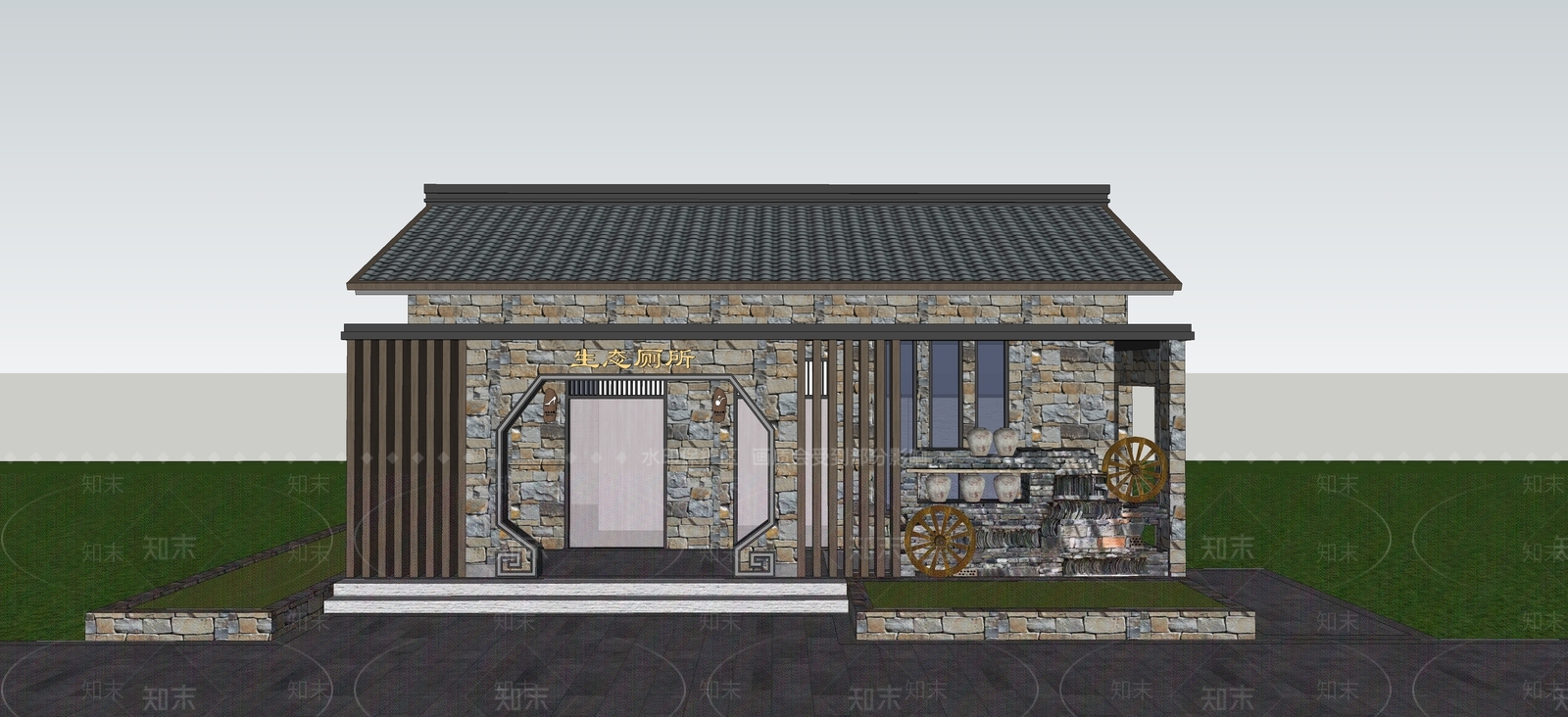 现代新中式其他景观小建筑SU模型下载【ID:1193123909】