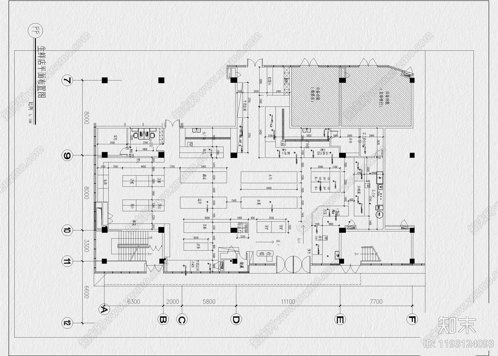 现代超市cad施工图下载【ID:1193124093】