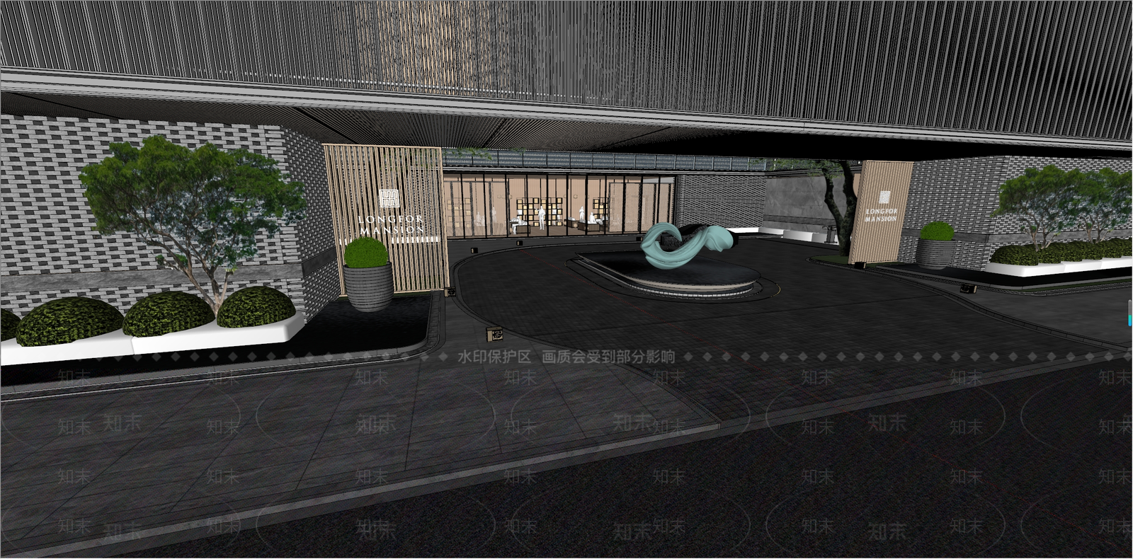 轻奢小区景观SU模型下载【ID:1193134370】