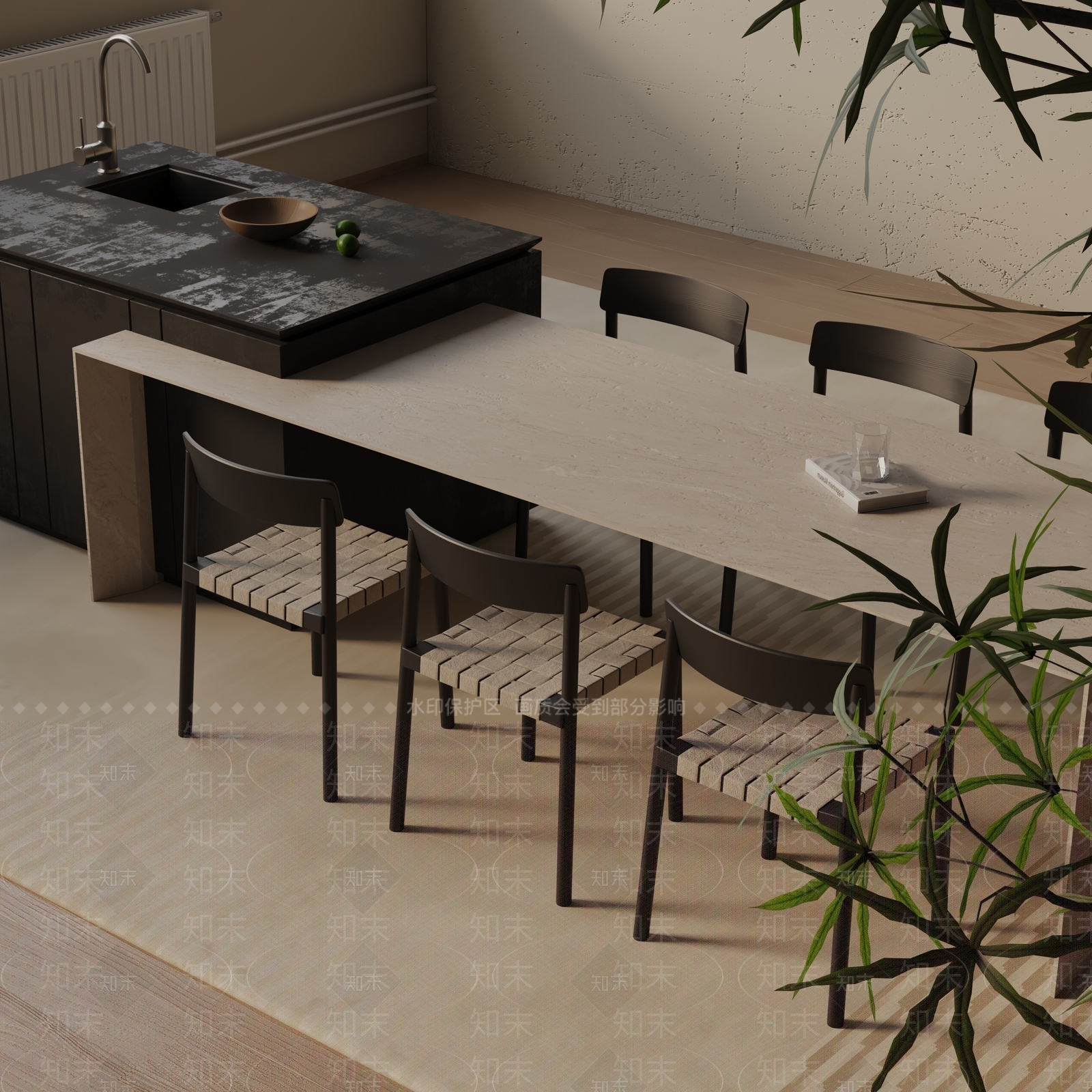 现代餐桌3D模型下载【ID:1193135770】