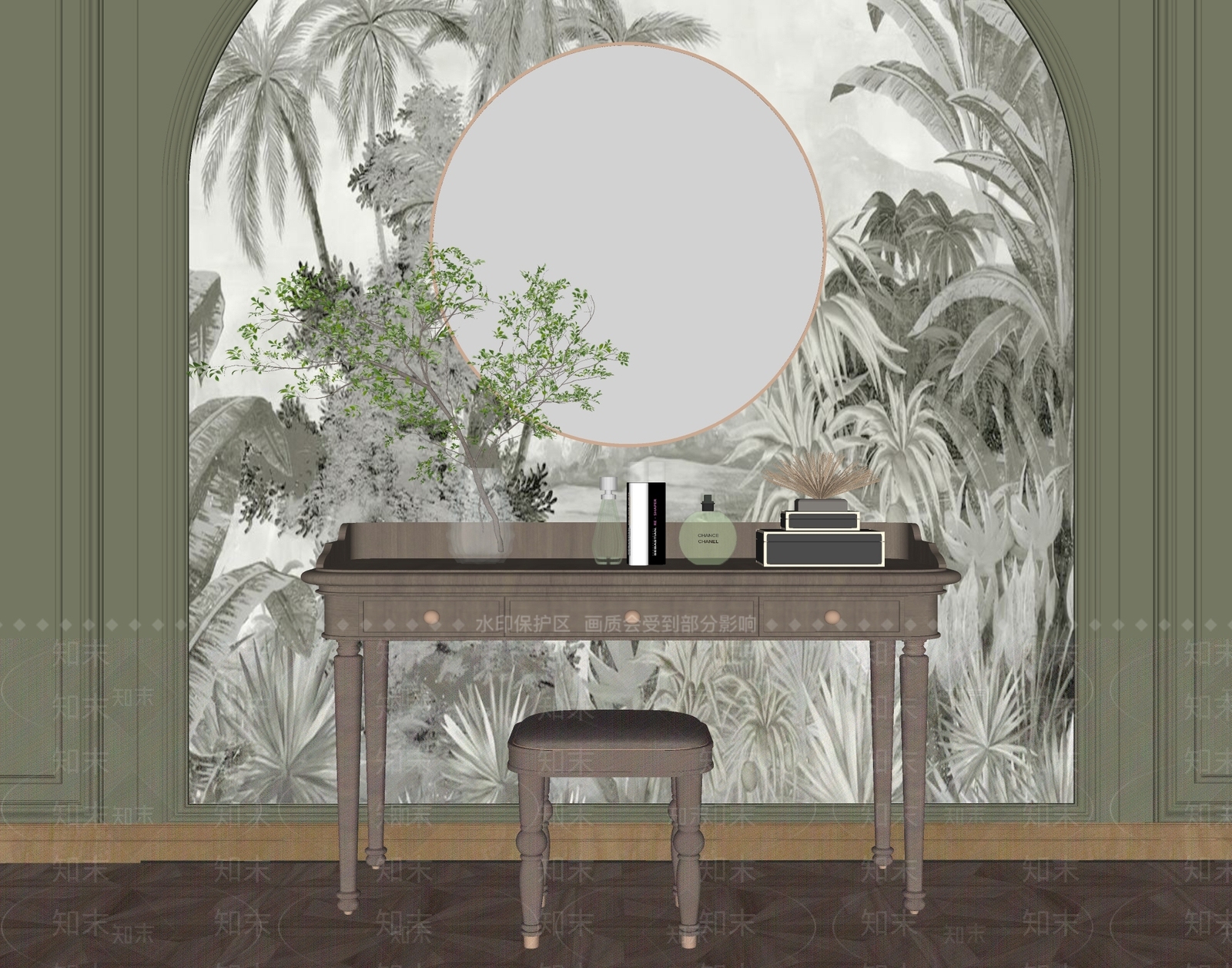 美式梳妆台SU模型下载【ID:1193137922】