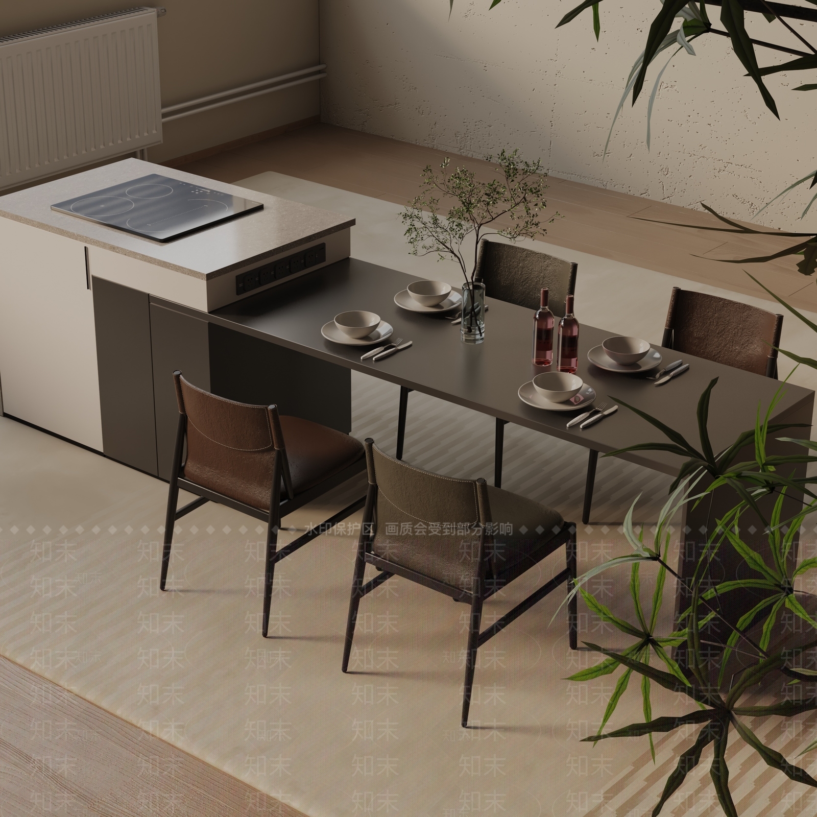 现代餐桌3D模型下载【ID:1193140964】