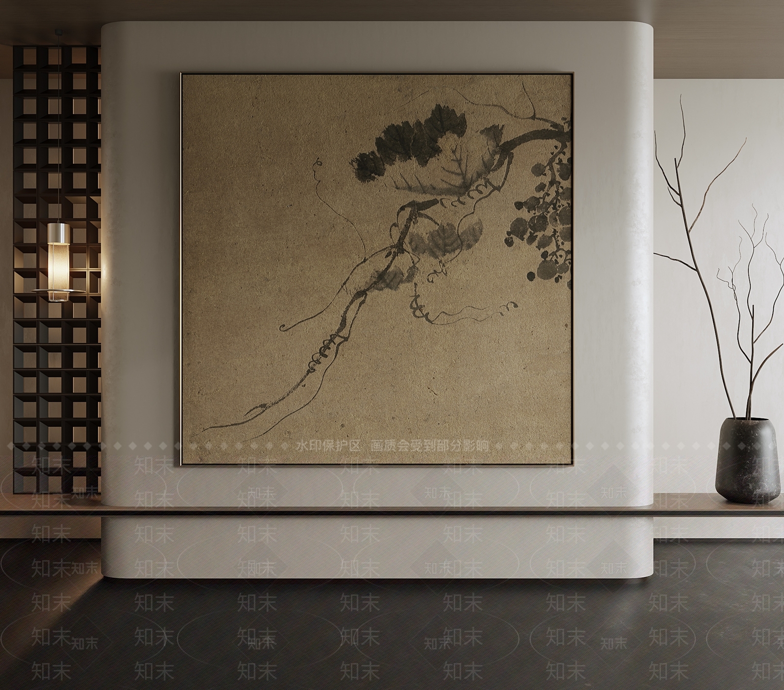 新中式侘寂抽象挂画3D模型下载【ID:1193141348】