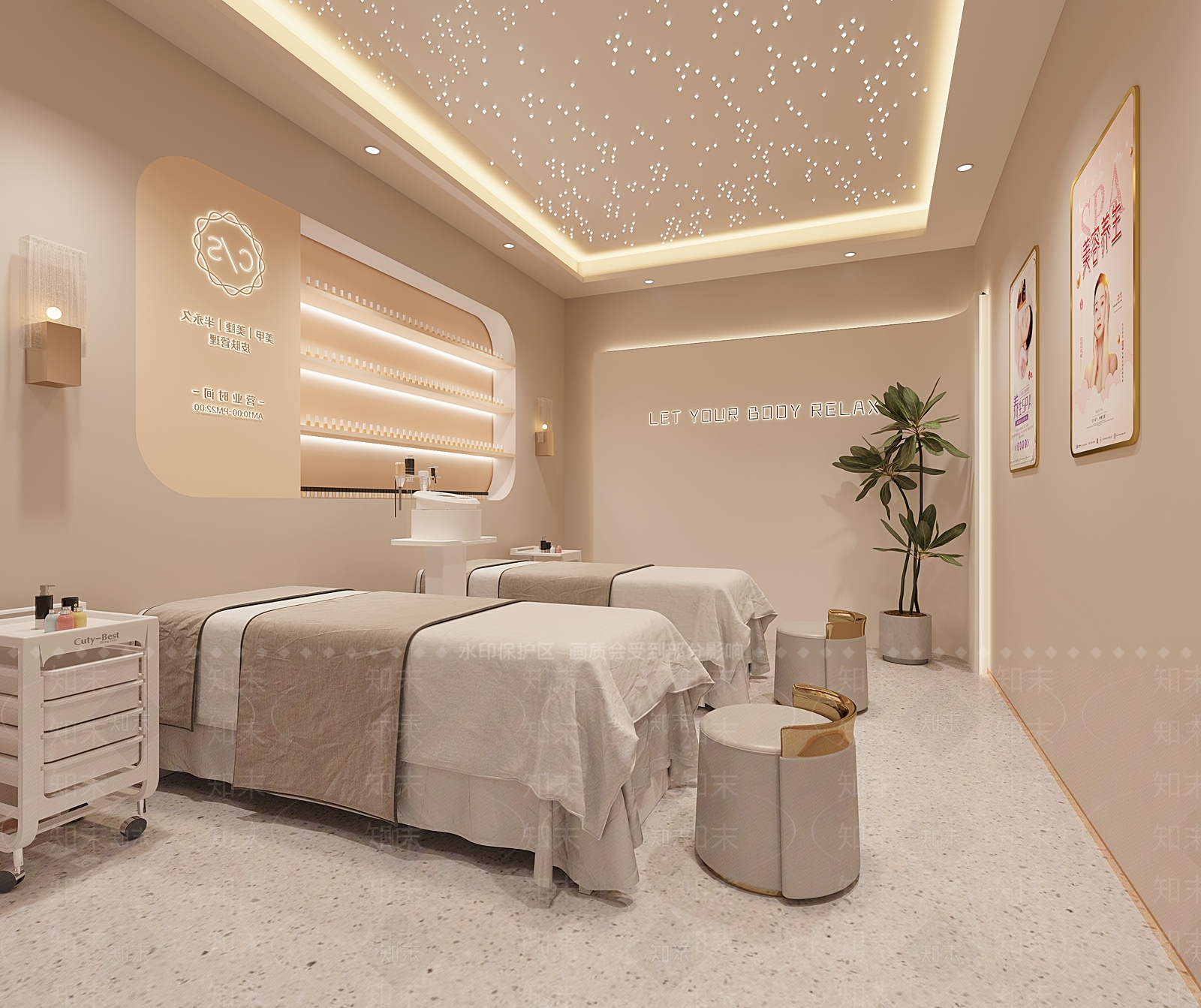 现代奶油美容院3D模型下载【ID:1193149965】