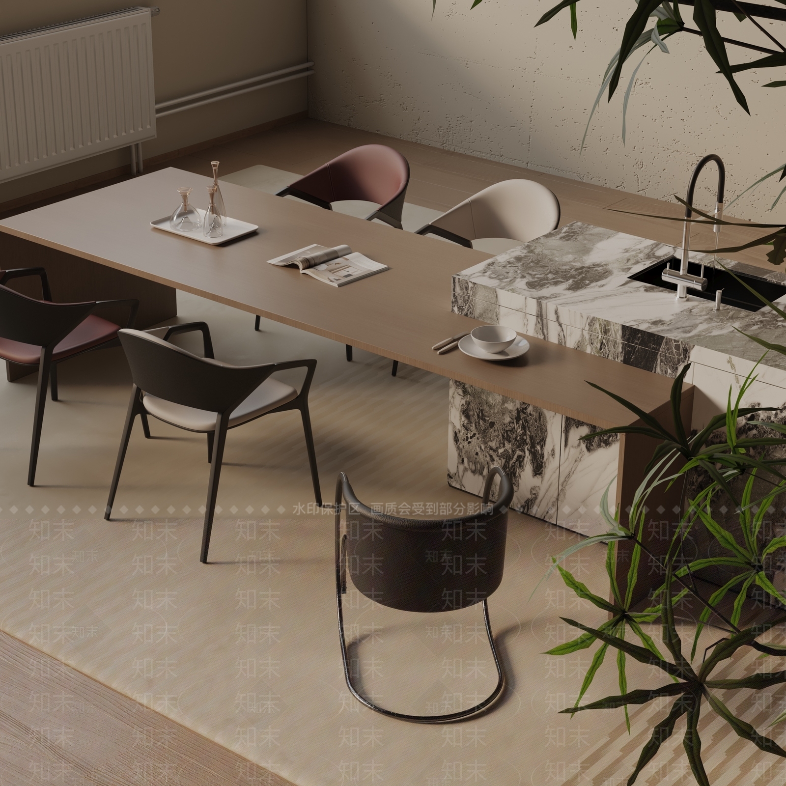 现代餐桌3D模型下载【ID:1193148039】