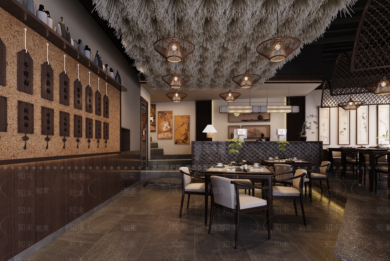 新中式现代中餐厅3D模型下载【ID:1193149844】