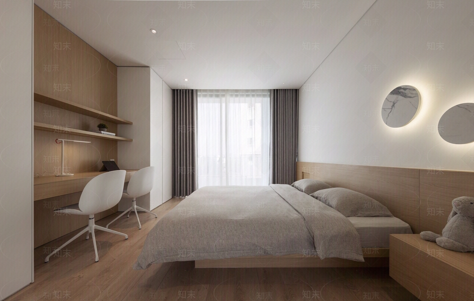 现代原木卧室贴图下载【ID:1193150561】