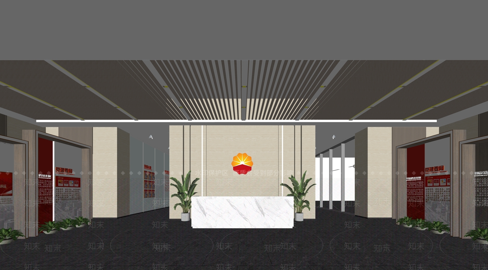 现代办公大堂SU模型下载【ID:1193151268】