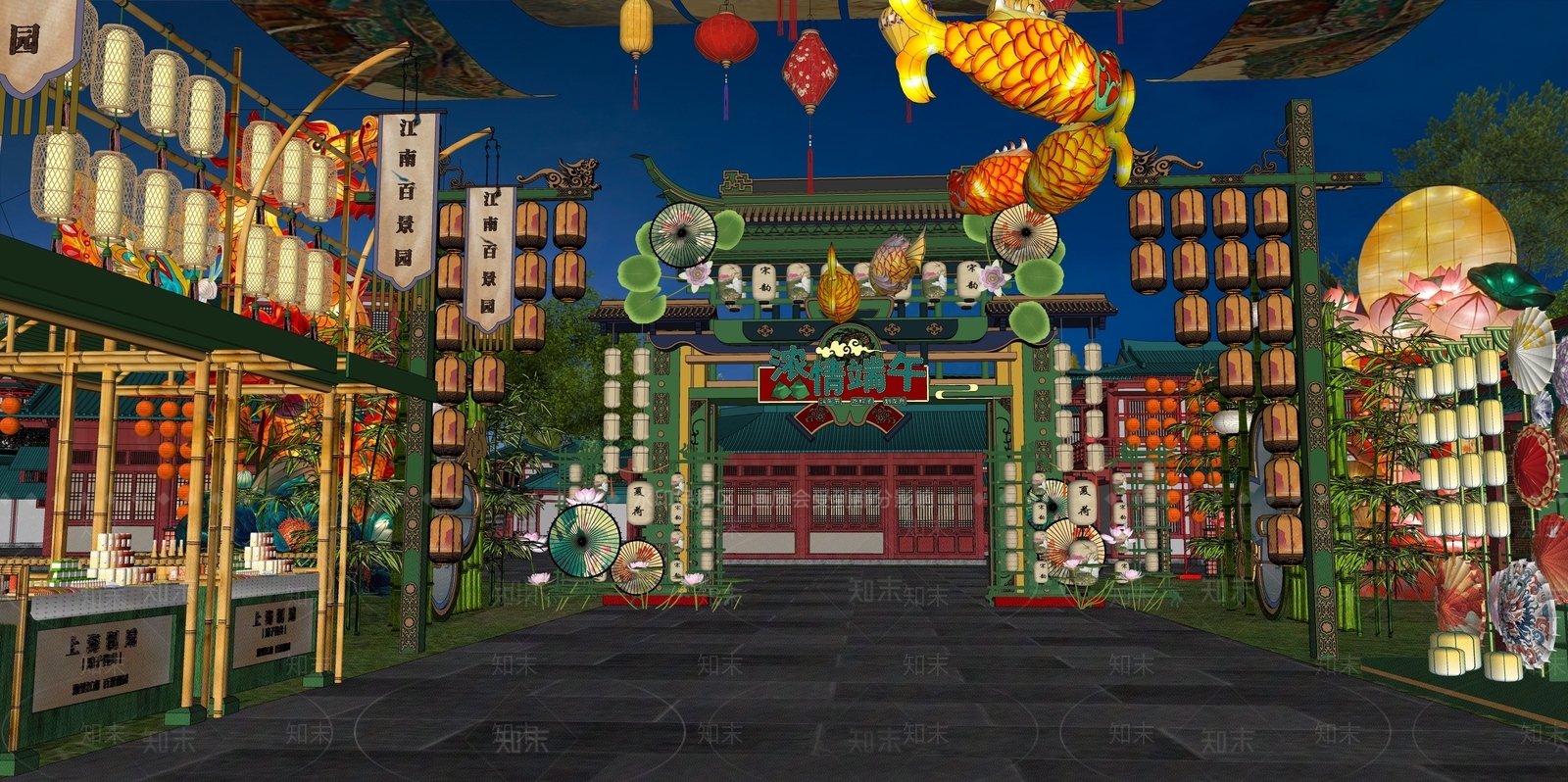 新中式中式商业景观SU模型下载【ID:1193151870】